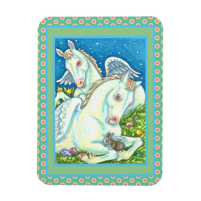 EASTER ANGELS, WHITE PONIES, BUNNIES AND EGGS Cute Magnet (Vertical)
