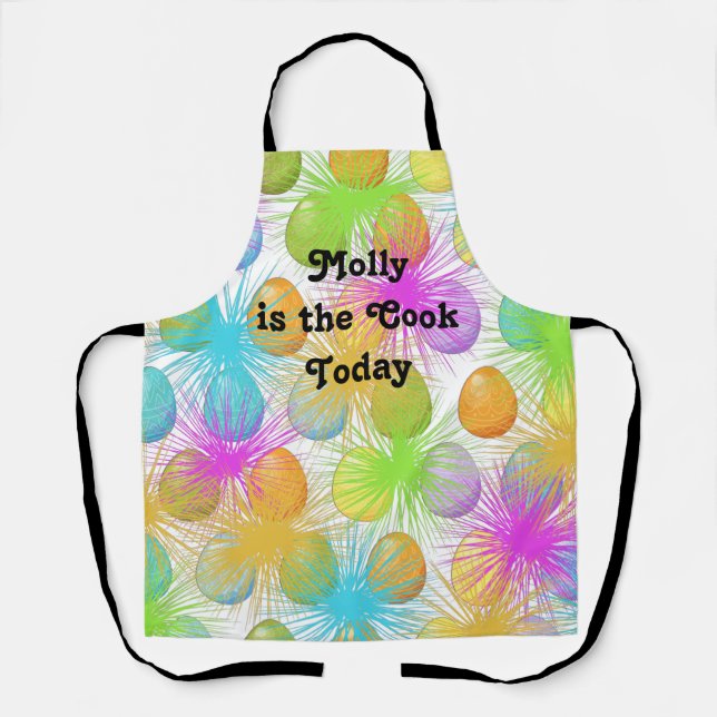 Easter Apron with Bright Coloured Eggs & Bursts (Front)