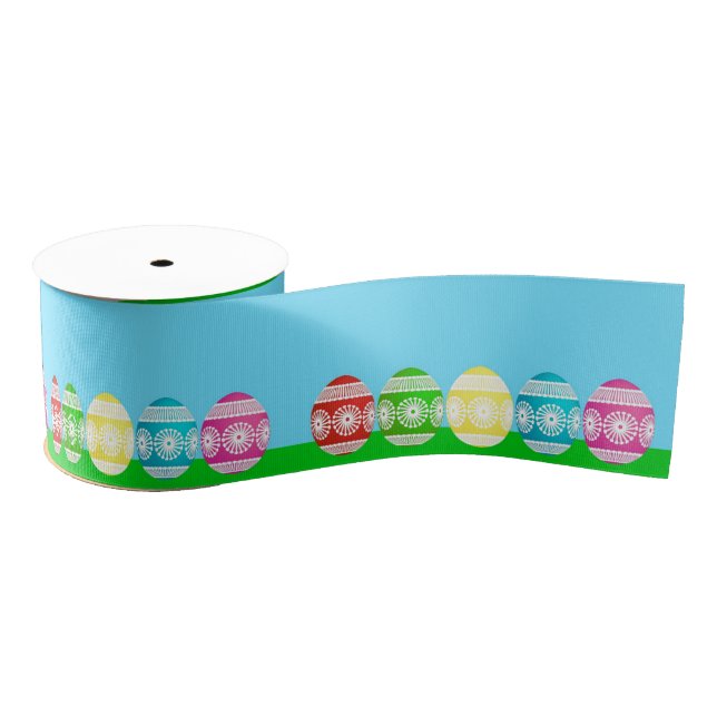 Easter art hip cartoon decorated Easter eggs Grosgrain Ribbon (Spool)