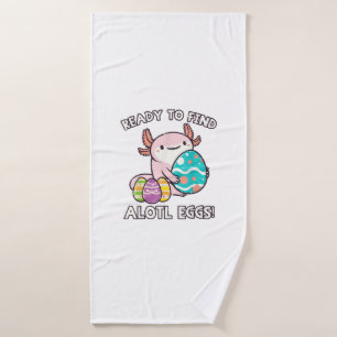 Easter Axolotl Ready To Find Alotl Eggs Hunt Boys Bath Towel