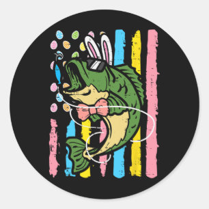 Easter B Fish Bunny Us Flag Patriot Fishing Men Wo Classic Round Sticker