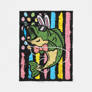 Easter B Fish Bunny Us Flag Patriot Fishing Men Wo Fleece Blanket