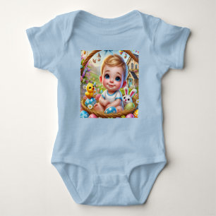 EASTER BABY BOY Bunny and Chick ~ Baby Bodysuit