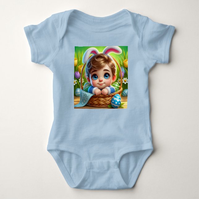 EASTER BABY BOY Bunny Ears ~  Bodysuit (Front)