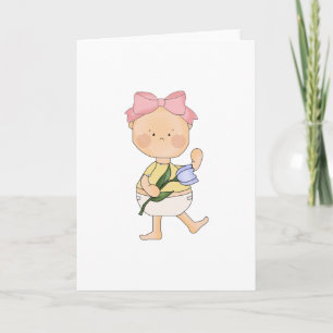 easter baby girl with spring tulip holiday card