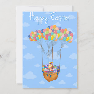 Easter Balloon Basket with Colourful Eggs  Invitation