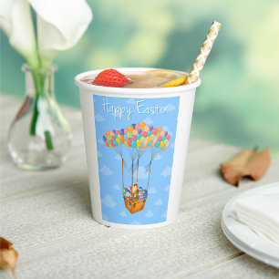 Easter Balloon Basket with Colourful Eggs Paper Cups