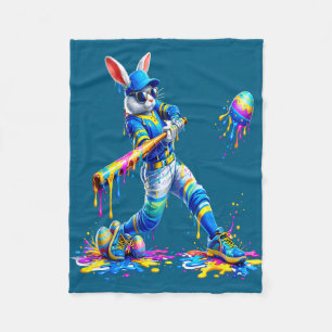 Easter baseball bunny batter eggs drip men women fleece blanket