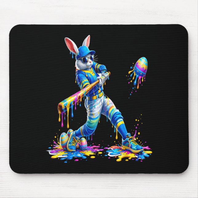 Easter Baseball Bunny Batter Eggs Drip Men Women Mouse Pad (Front)