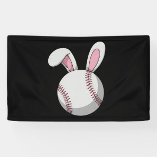 Easter Baseball Bunny Cute Rabbit Ears Banner