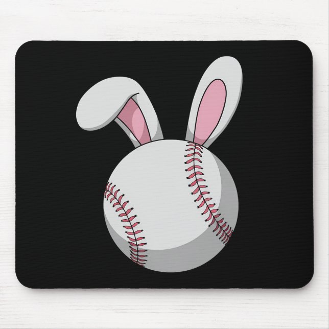 Easter Baseball Bunny Cute Rabbit Ears Mouse Pad (Front)
