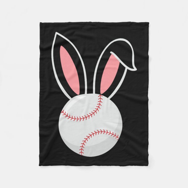 Easter Baseball Bunny Ears Fun Baseball Fan Easter Fleece Blanket (Front)
