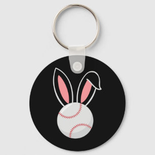 Easter Baseball Bunny Ears Fun Baseball Fan Easter Key Ring