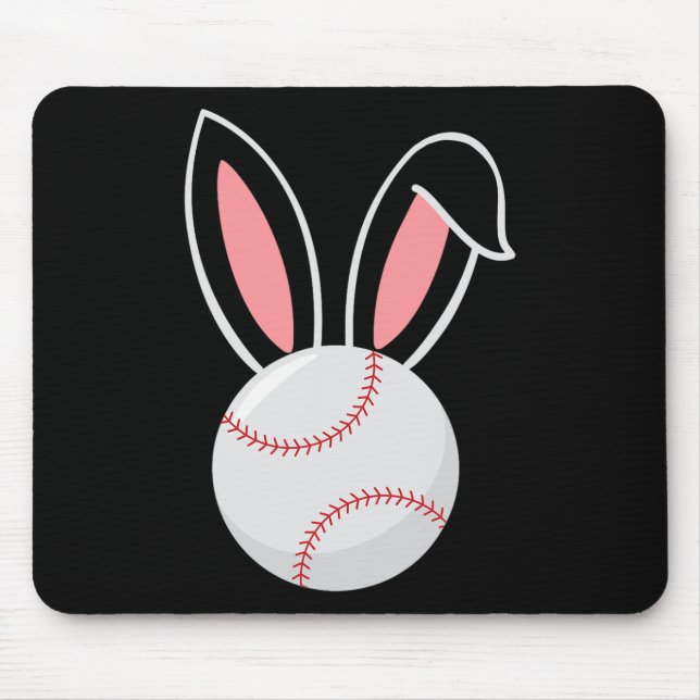 Easter Baseball Bunny Ears Fun Baseball Fan Easter Mouse Pad (Front)