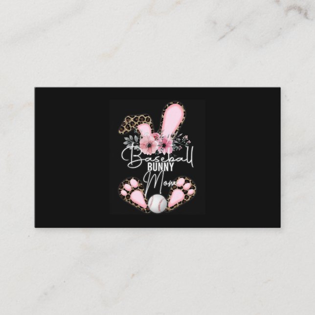 Easter Baseball Bunny Mum Rabbit Ears For Mum Kids Business Card (Front)