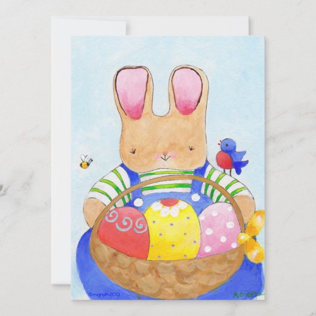 Easter basket boy bunny invitation (Front)