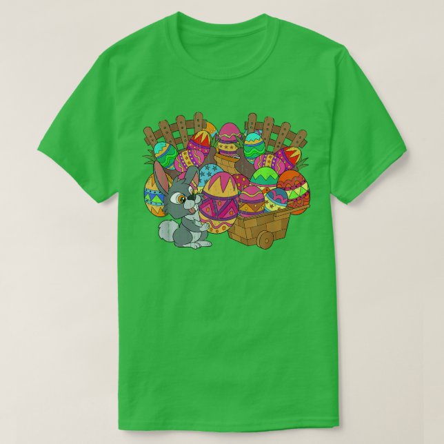 Easter Basket Cute Easter Eggs Bunny Rabbit Happy  T-Shirt (Design Front)