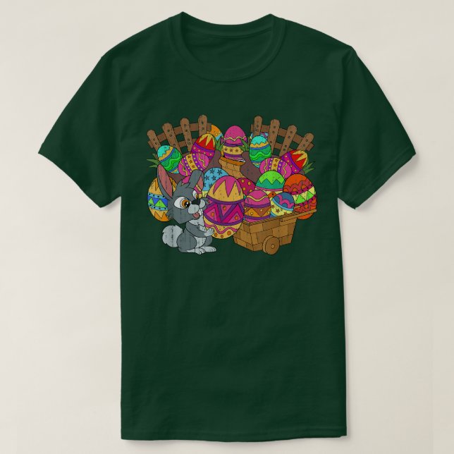 Easter Basket Cute Easter Eggs Bunny Rabbit Happy  T-Shirt (Design Front)