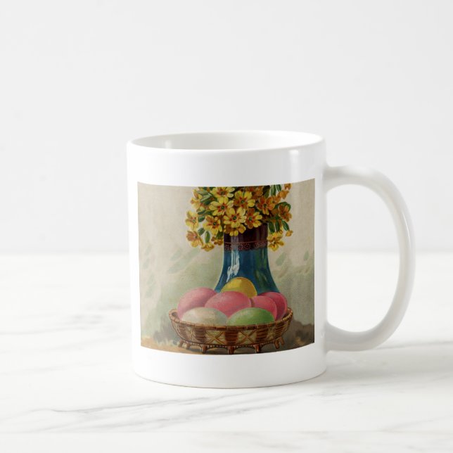 Easter Basket Eggs Flowers Antique Coffee Mug (Right)