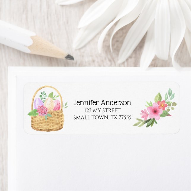 Easter Basket Eggs Spring Flowers Pink Address (Insitu)