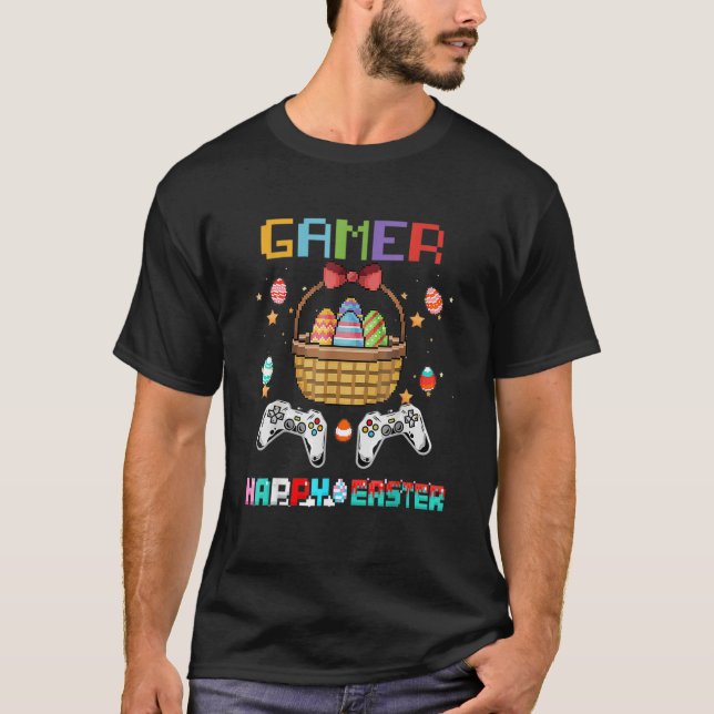 Easter Basket Gamer Video Game Controller With Eas T-Shirt (Front)
