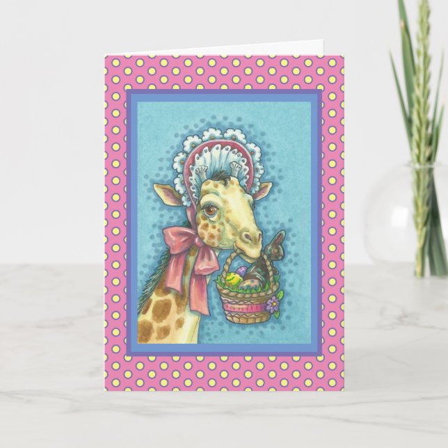 EASTER BASKET GIRAFFE GREETING CARD verse (Front)