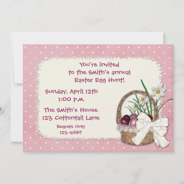Easter Basket Pink Invitation (Front)