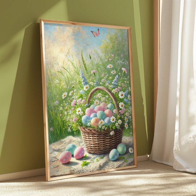 Easter Basket Spring Poster | Pastel Egg Wall Art (Creator Uploaded)