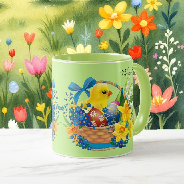 Easter Basket Spring Time Flowers Eggs Chick Gift Mug (Creator Uploaded)