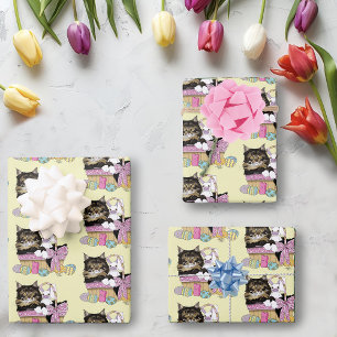 Easter Basket TabbyKitten Wrapping Paper Sheet