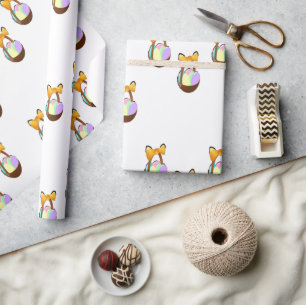 Easter basket with orange bow wrapping paper