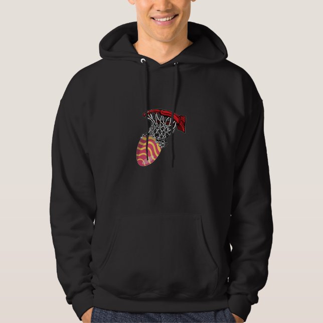 Easter Basketball Egg Hunting Kids Teens 1 Hoodie (Front)