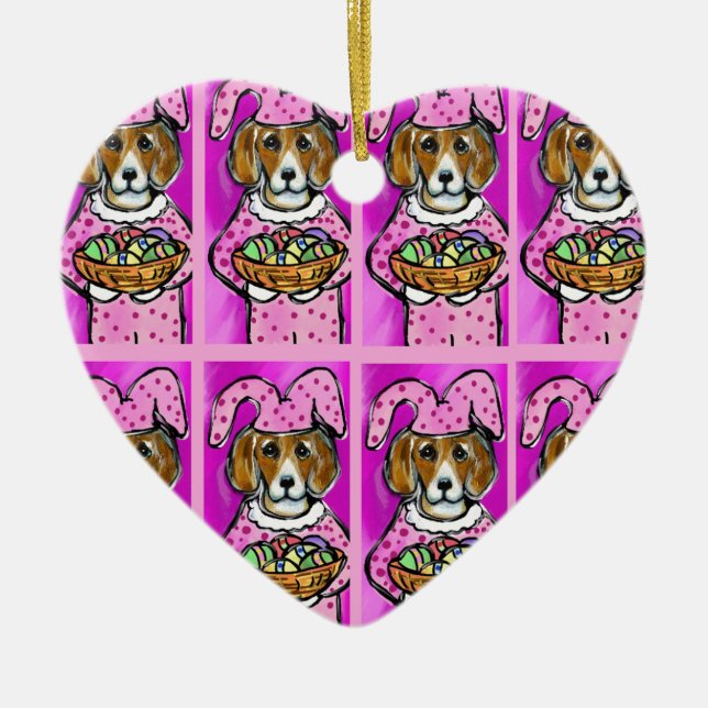 EASTER BEAGLE CERAMIC TREE DECORATION (Front)