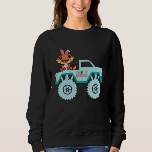 Easter Bearded Dragon Bunny Riding Monster Truck T Sweatshirt