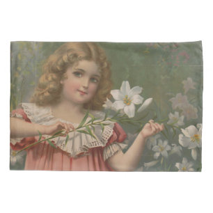 Easter Beauties, Vintage Illustration, 1898 Pillowcase
