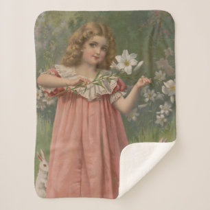 Easter Beauties, Vintage Illustration, 1898 Sherpa Blanket