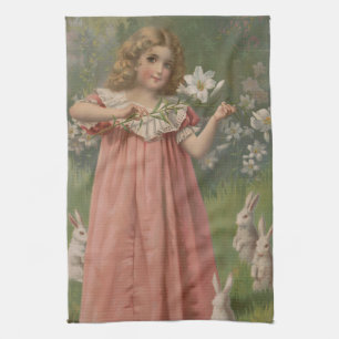 Easter Beauties, Vintage Illustration, 1898 Tea Towel