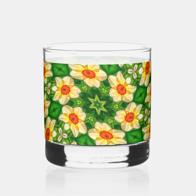 Easter Bell Flowers Pattern Whiskey Glass (Left)