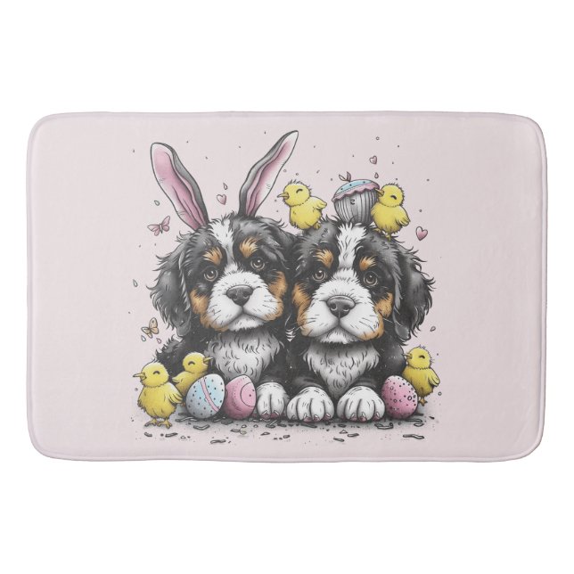 Easter Bernese Mountain Dogs Bath Mat (Front)