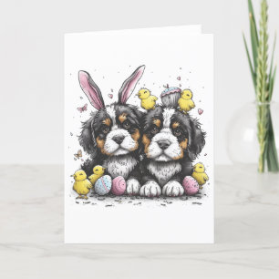 Easter Bernese Mountain Dogs Holiday Card