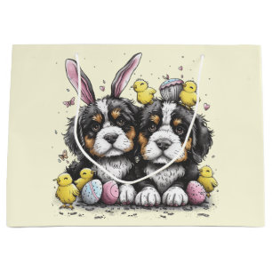 Easter Bernese Mountain Dogs Large Gift Bag