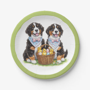 Easter Bernese Mountain Dogs Paper Plate