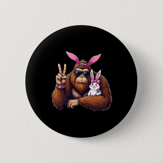 Easter Bigfoot Bunny Funny Easter Day Sasquatch Bo 6 Cm Round Badge (Front)