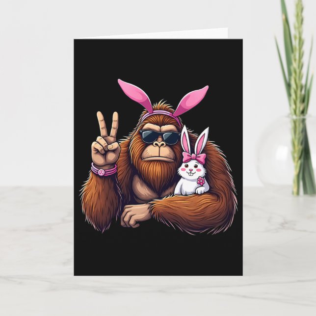 Easter Bigfoot Bunny Funny Easter Day Sasquatch Bo Card (Front)
