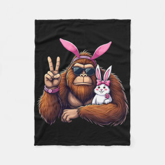 Easter Bigfoot Bunny Funny Easter Day Sasquatch Bo Fleece Blanket