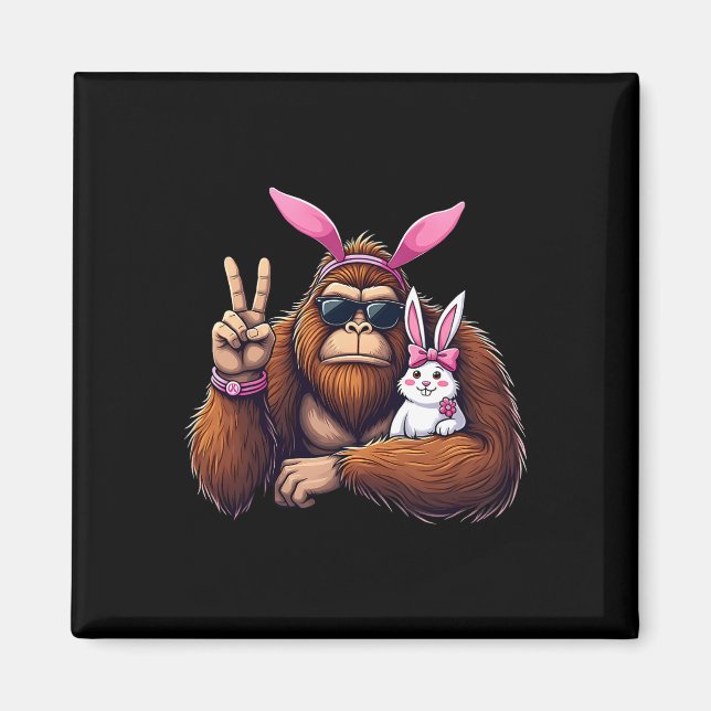 Easter Bigfoot Bunny Funny Easter Day Sasquatch Bo Magnet (Front)