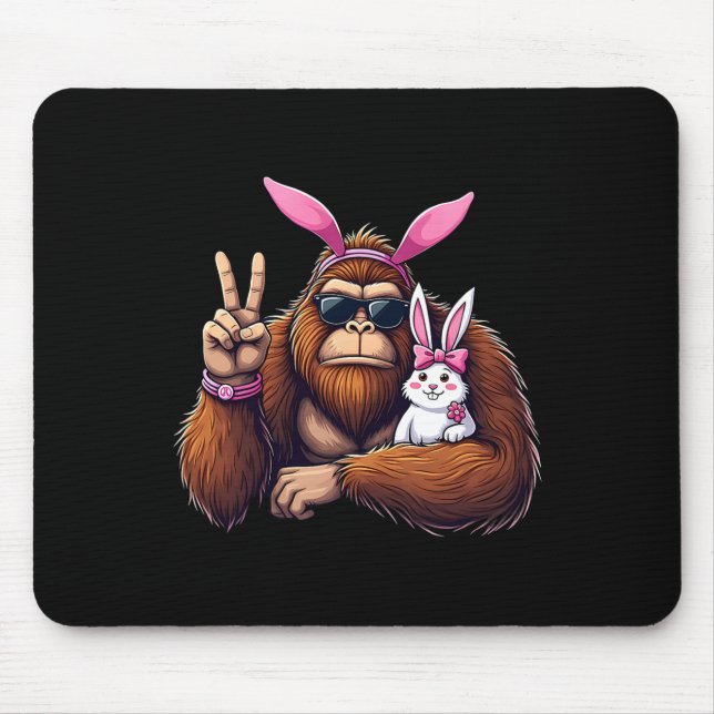 Easter Bigfoot Bunny Funny Easter Day Sasquatch Bo Mouse Pad (Front)