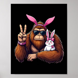 Easter Bigfoot Bunny Funny Easter Day Sasquatch Bo Poster