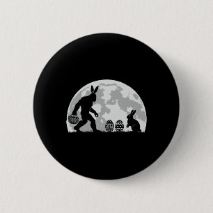 Easter Bigfoot Bunny Rabbit Egg Hunting  6 Cm Round Badge