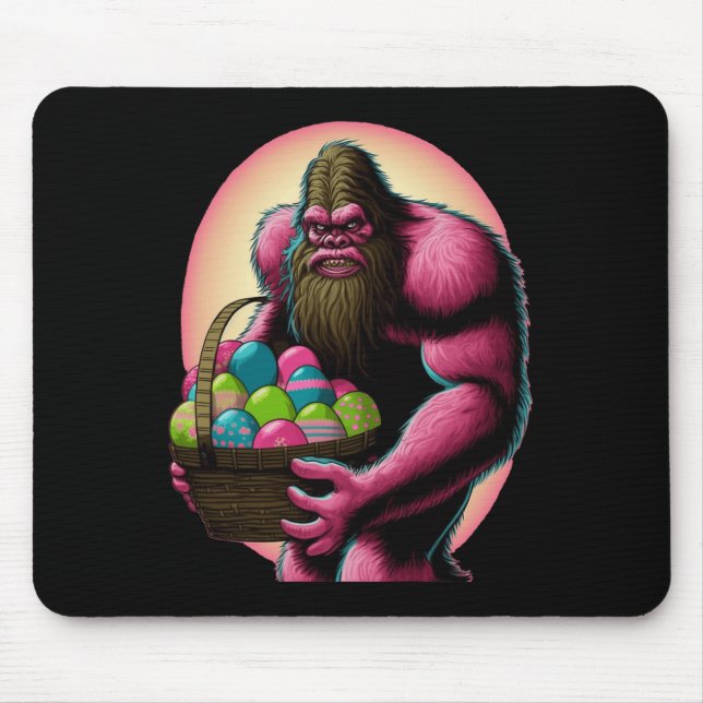 Easter Bigfoot Bunny With Easter Egg Basket Fun Fo Mouse Pad (Front)